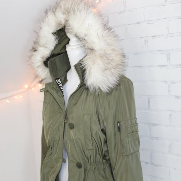 Garage Clothing Army Green Puffer Coat - Picture 4 of 7